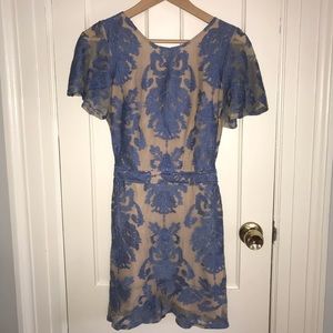 For Love And Lemons Blue and Cream Mini Dress